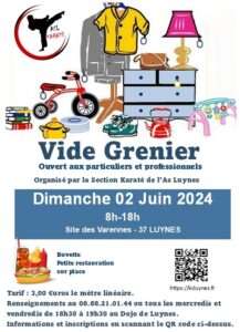 Vide grenier le dimanche 2 juin 2024